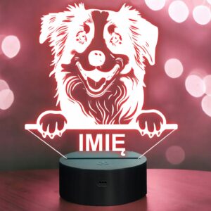 Lampka Nocna LED Miniaturowy owczarek amerykański Psa z Imieniem Prezent