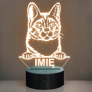 Lampka Nocna LED Manx Rasa Kota z Imieniem na Prezent