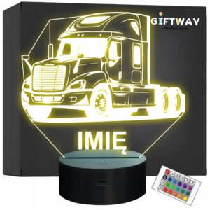 Lampka Nocna LED Imię Statuetka Ciężarówka Tir na Prezent Grawer v.2