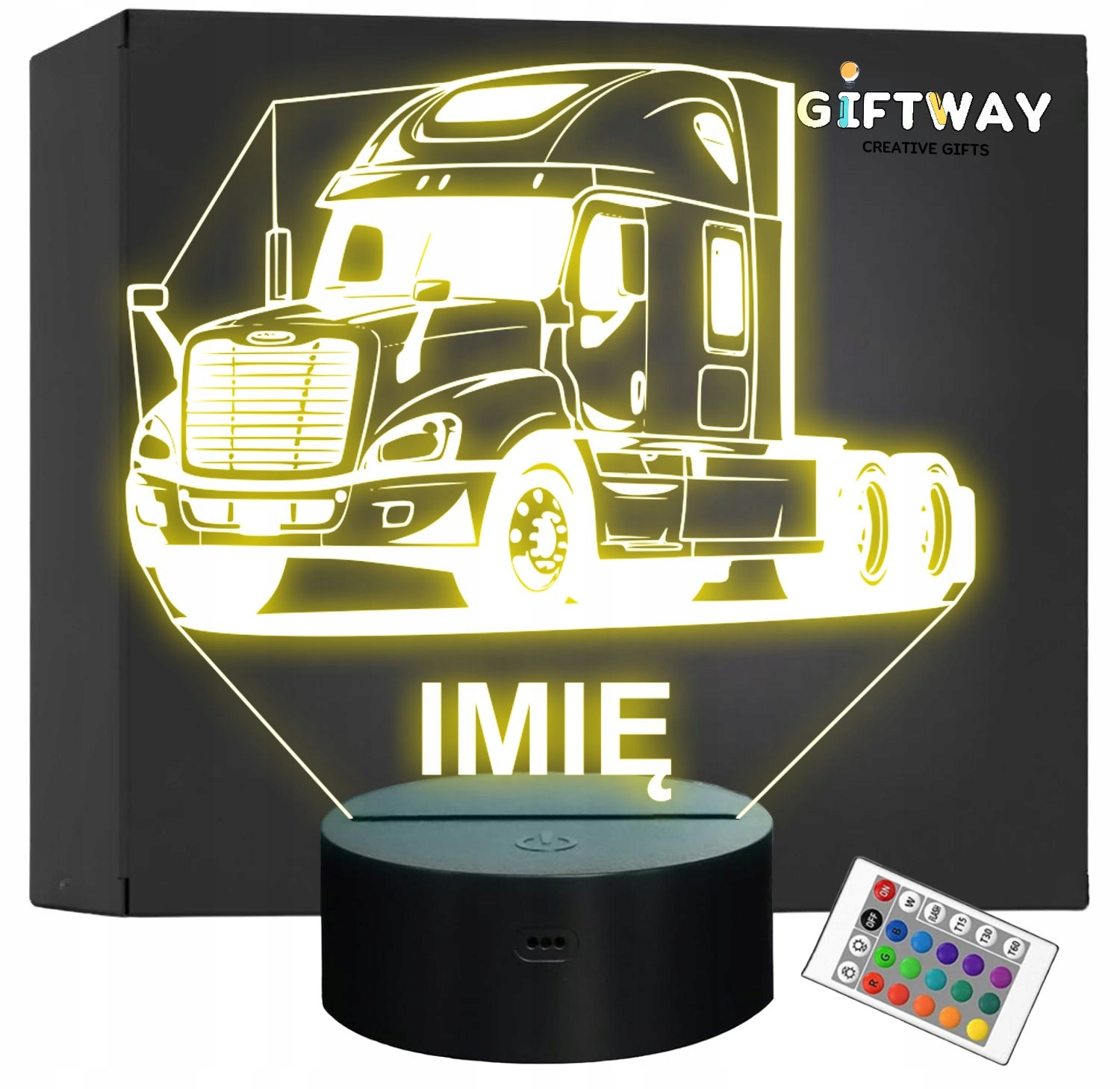 Lampka Nocna LED Imię Statuetka Ciężarówka Tir na Prezent Grawer v.2 Lampka Nocna LED Imię Statuetka Ciężarówka Tir na Prezent Grawer v.2