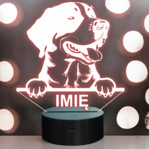 Lampka Nocna LED Duży Szwajcarski Pies Pasterski Psa z Imieniem na Prezent