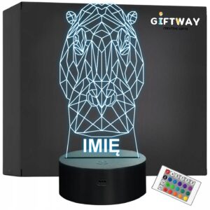 Lampka Nocna LED 3D Z Imieniem Grawer Hipopotam na Prezent