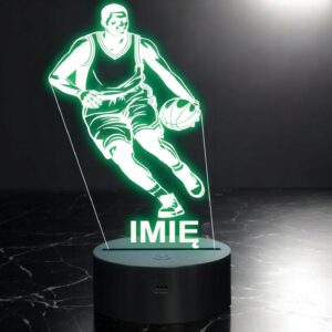 Lampka Nocna LED Z Imieniem Grawer Koszykarz Koszykówka Sport Prezent v.3