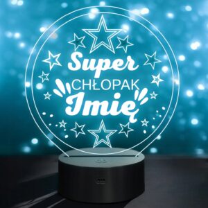 Lampka Nocna LED Statuetka Super Chłopak Dzień Chłopaka na Prezent Grawer