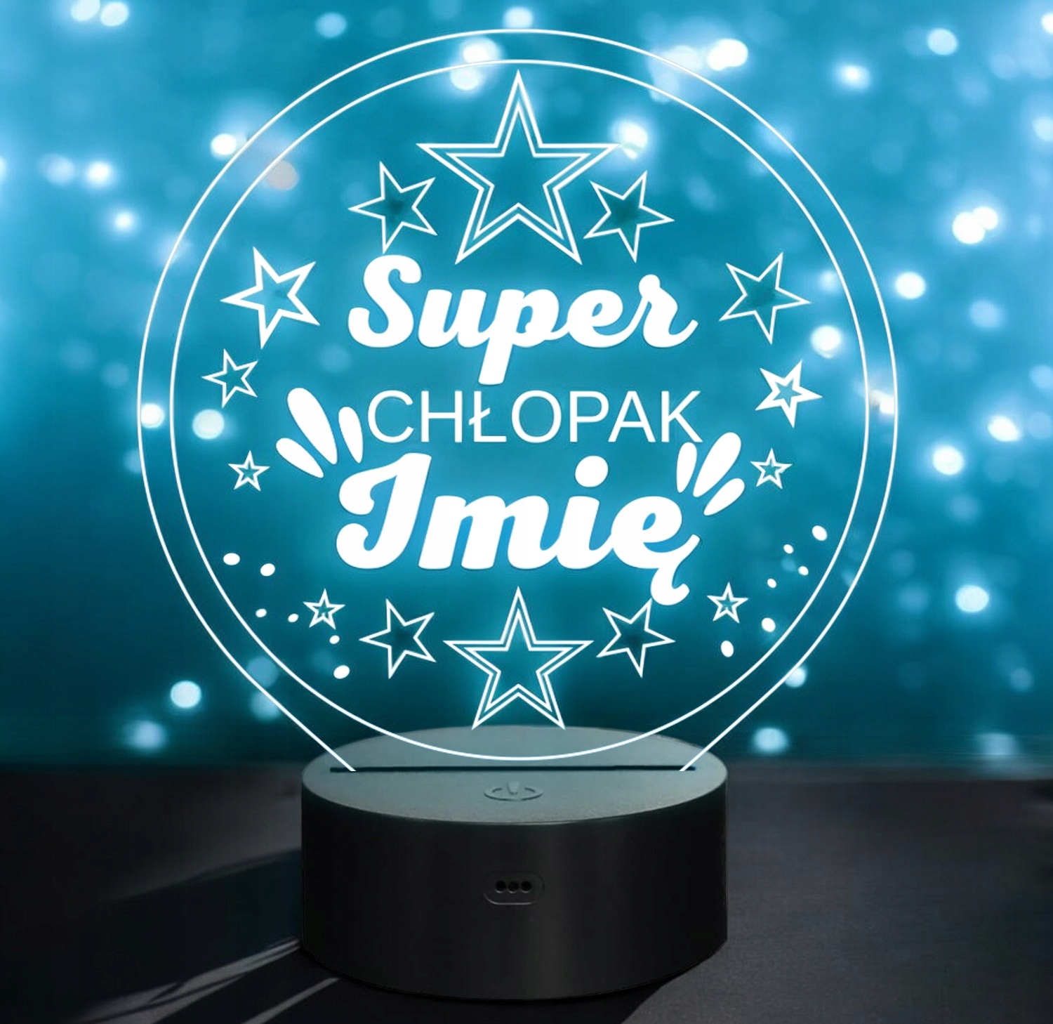 Lampka Nocna LED Statuetka Super Chłopak Dzień Chłopaka na Prezent Grawer Lampka Nocna LED Statuetka Super Chłopak Dzień Chłopaka na Prezent Grawer