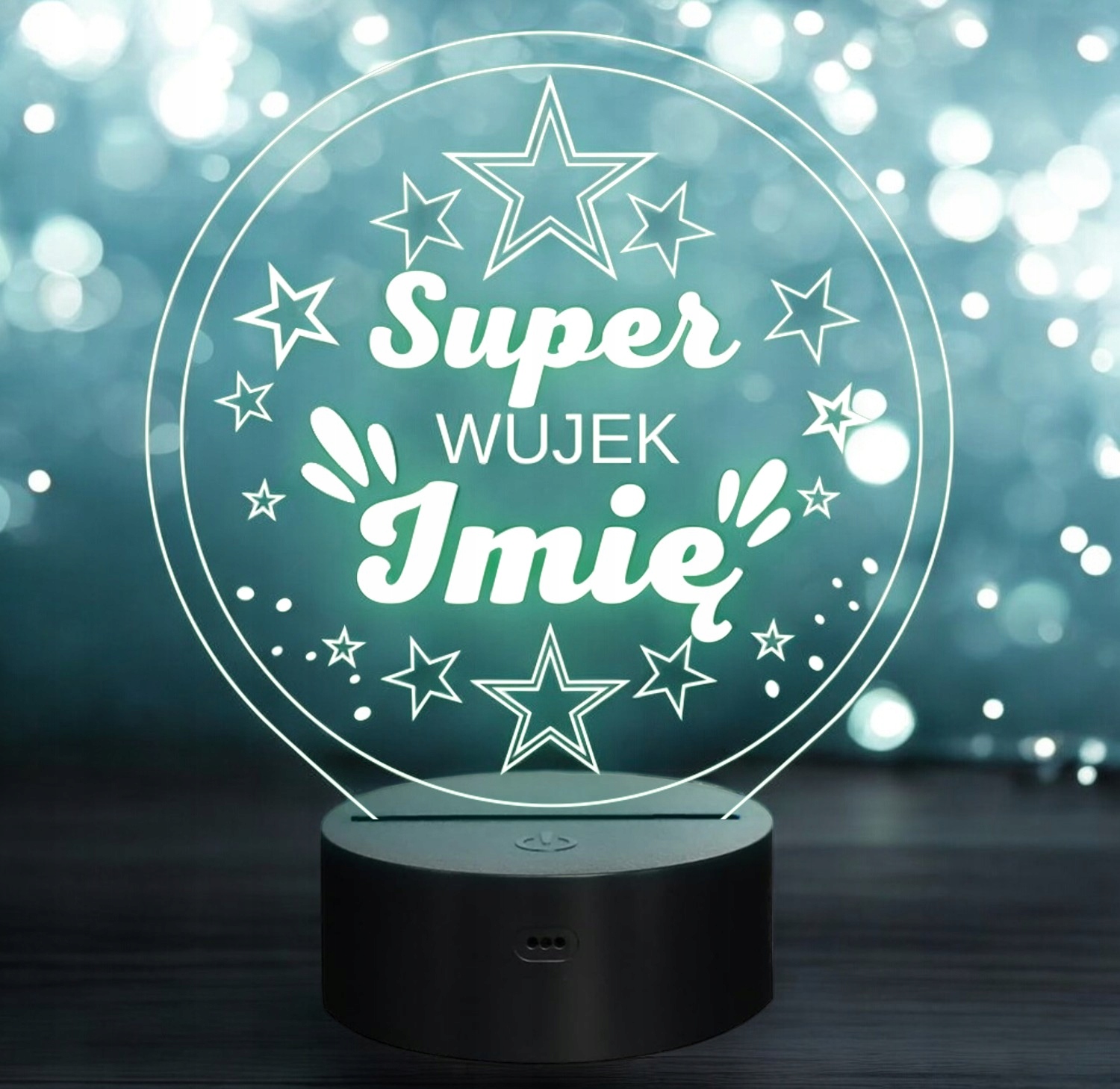 Lampka Nocna LED Statuetka Super Wujek Rodzina na Prezent Grawer Lampka Nocna LED Statuetka Super Wujek Rodzina na Prezent Grawer