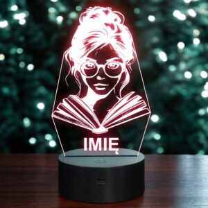 Lampka Nocna LED Imię Statuetka Zawód Bibliotekarka na Prezent Grawer v.1