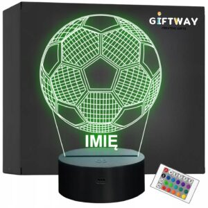 Lampka Nocna LED Z Imieniem Grawer Piłka Nożna Sport na Prezent