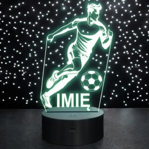 Lampka Nocna LED Z Imieniem Grawer Piłkarz Piłka Nożna Sport na Prezent
