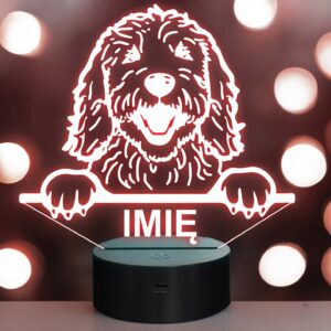 Lampka Nocna LED Goldendoodle Rasa Psa z Imieniem na Prezent