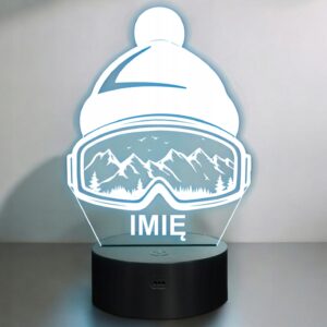 Lampka Nocna LED Statuetka Okulary Sporty Zimowe Czapka Prezent Grawer v.2