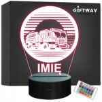 Lampka Nocna LED Imię Statuetka Wóz Straż Pożarna na Prezent Grawer v.6