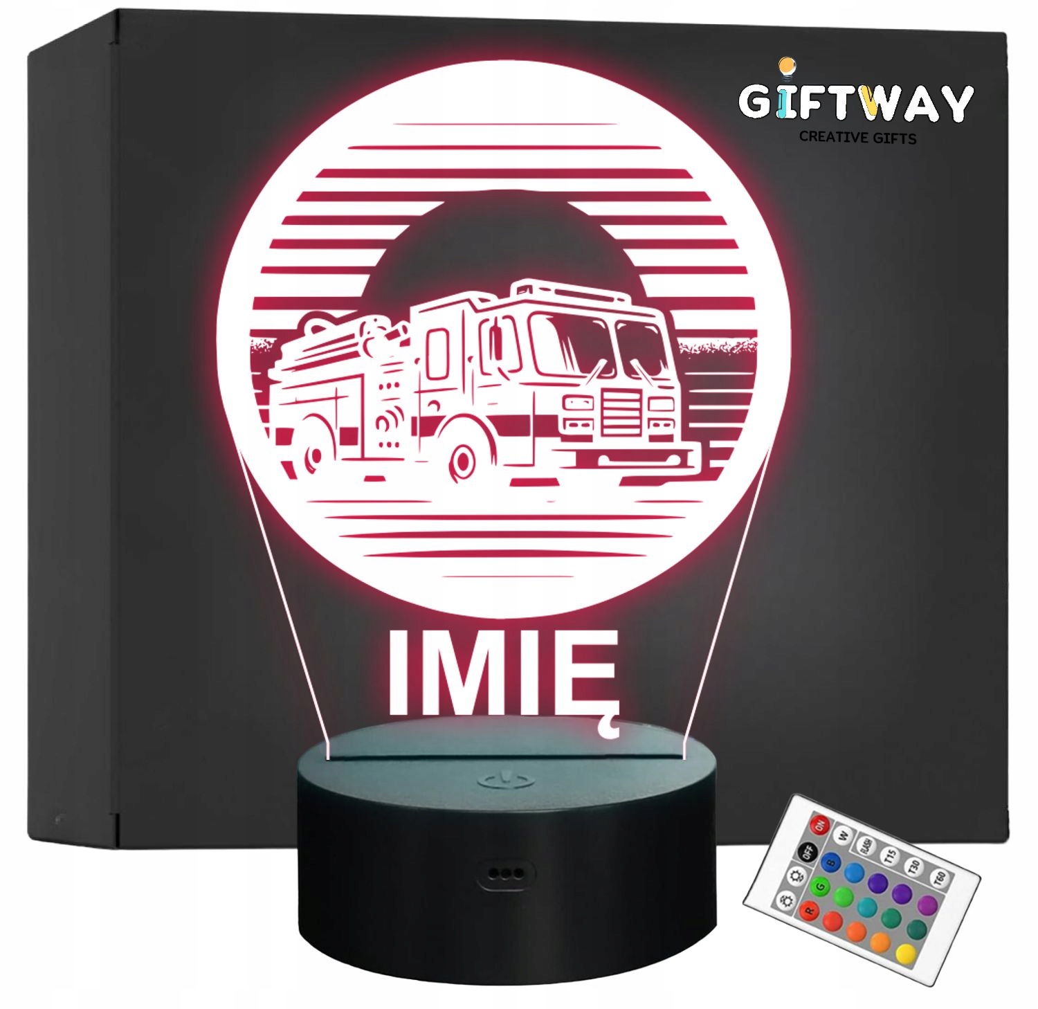 Lampka Nocna LED Imię Statuetka Wóz Straż Pożarna na Prezent Grawer v.6 Lampka Nocna LED Imię Statuetka Wóz Straż Pożarna na Prezent Grawer v.6