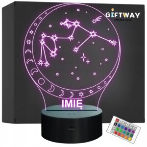 Lampka Nocna LED Wodnik Znak Zodiaku Horoskop z Imieniem Prezent Grawer