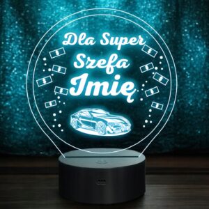 Lampka Nocna LED Statuetka Dla Super Szefa na Prezent Grawer