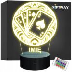 Lampka Nocna LED Statuetka Karty Brydż na Prezent Grawer v.1