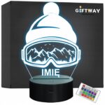 Lampka Nocna LED Statuetka Okulary Sporty Zimowe Czapka Prezent Grawer v.2