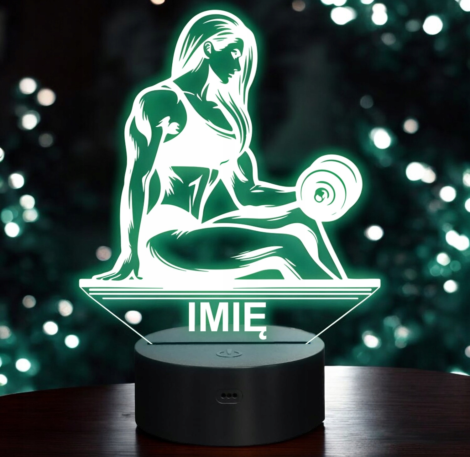 Lampka Nocna LED Imię Kulturystka Siłownia Hantle na Prezent Grawer v.2 Lampka Nocna LED Imię Kulturystka Siłownia Hantle na Prezent Grawer v.2