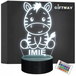 Lampka Nocna LED Z Imieniem Słodka Zebra dla Dzieci na Prezent