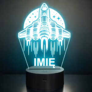 Lampka Nocna LED Imię Statek Kosmiczny na Prezent Grawer v.3