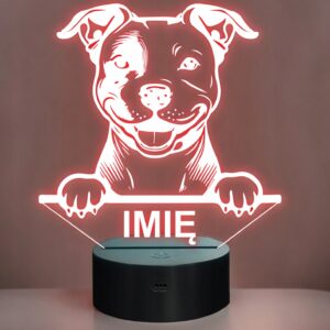 Lampka Nocna LED Pitbull Rasa Psa z Imieniem na Prezent v.2