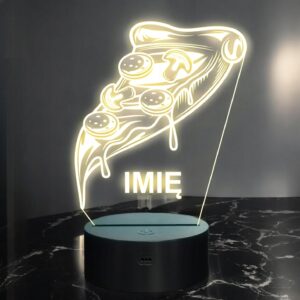 Lampka Nocna LED Imię Statuetka Fast Food Pizza na Prezent Grawer