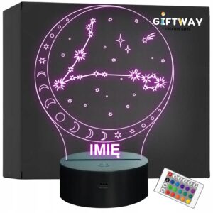 Lampka Nocna LED Ryby Znak Zodiaku Horoskop z Imieniem Prezent Grawer