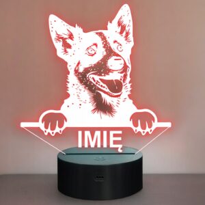 Lampka Nocna LED Australian Cattle Dog Blue Heeler z Imieniem na Prezent