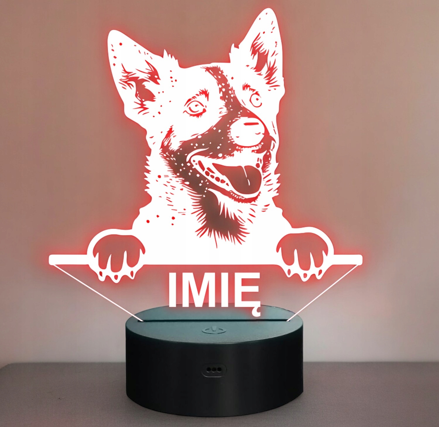 Lampka Nocna LED Australian Cattle Dog Blue Heeler z Imieniem na Prezent Lampka Nocna LED Australian Cattle Dog Blue Heeler z Imieniem na Prezent