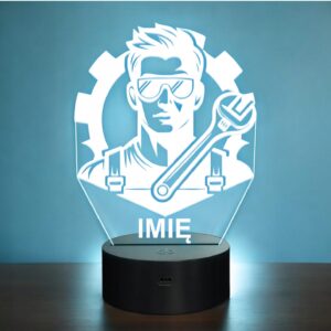 Lampka Nocna LED Statuetka Mechanik Samochodowy Zawód na Prezent Grawer v.1