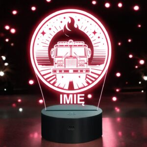 Lampka Nocna LED Imię Statuetka Wóz Straż Pożarna na Prezent Grawer v.4