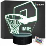 Lampka Nocna LED Z Imieniem Grawer Kosz Koszykówka Sport na Prezent v.2