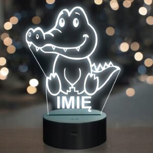 Lampka Nocna LED Z Imieniem Słodki Krokodyl dla Dzieci na Prezent