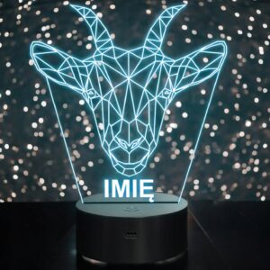Lampka Nocna LED 3D Z Imieniem Grawer Koza Goat na Prezent Personalizowana