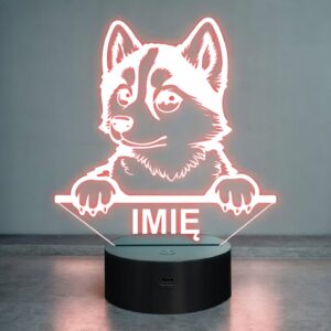 Lampka Nocna LED Husky Rasa Psa z Imieniem na Prezent v.2