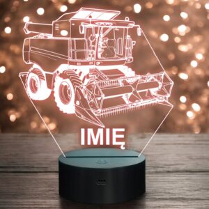 Lampka Nocna LED Imię Statuetka Kombajn Rolnik na Prezent Grawer