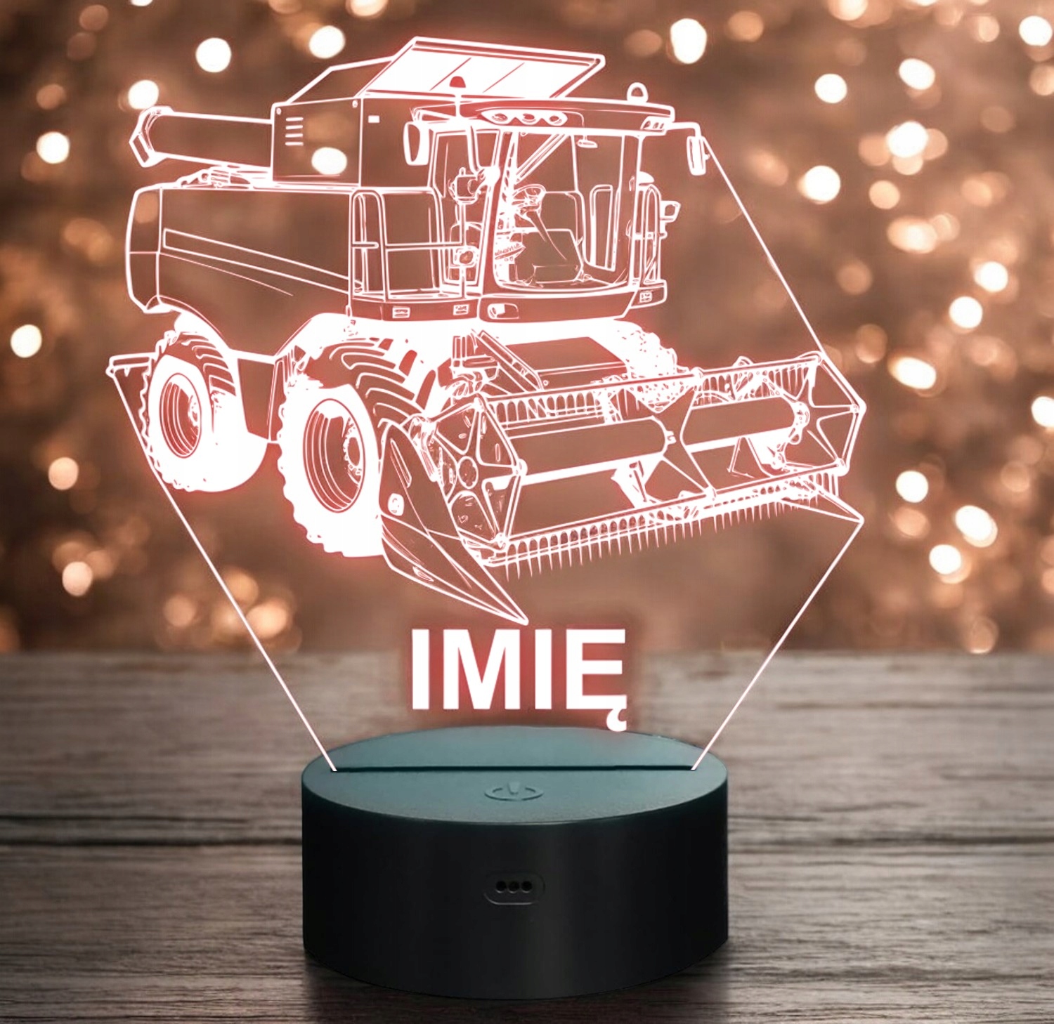 Lampka Nocna LED Imię Statuetka Kombajn Rolnik na Prezent Grawer Lampka Nocna LED Imię Statuetka Kombajn Rolnik na Prezent Grawer