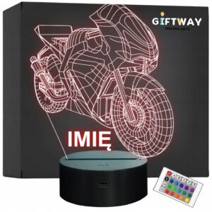 Lampka Nocna LED 3D Z Imieniem Grawer Motor Motocykl Ścigacz Na Prezent