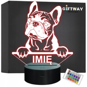 Lampka Nocna LED Buldog francuski Rasa Psa z Imieniem na Prezent v.2