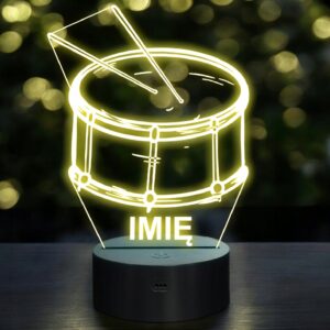 Lampka Nocna LED Imię Statuetka Bęben Perkusja na Prezent Grawer