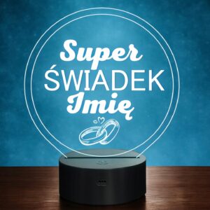 Lampka Nocna LED Statuetka Super Świadek na Prezent Grawer
