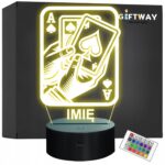 Lampka Nocna LED Statuetka Karty Brydż na Prezent Grawer v.3