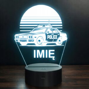 Lampka Nocna LED Imię Wóz Policyjny Radiowóz na Prezent Grawer v.5