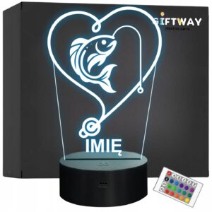 Lampka Nocna LED Statuetka Rybactwo Wędkowanie Aktywność Prezent Grawer