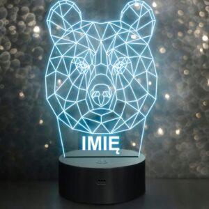 Lampka Nocna LED 3D Z Imieniem Grawer Niedźwiedź Personalizowana na Prezent