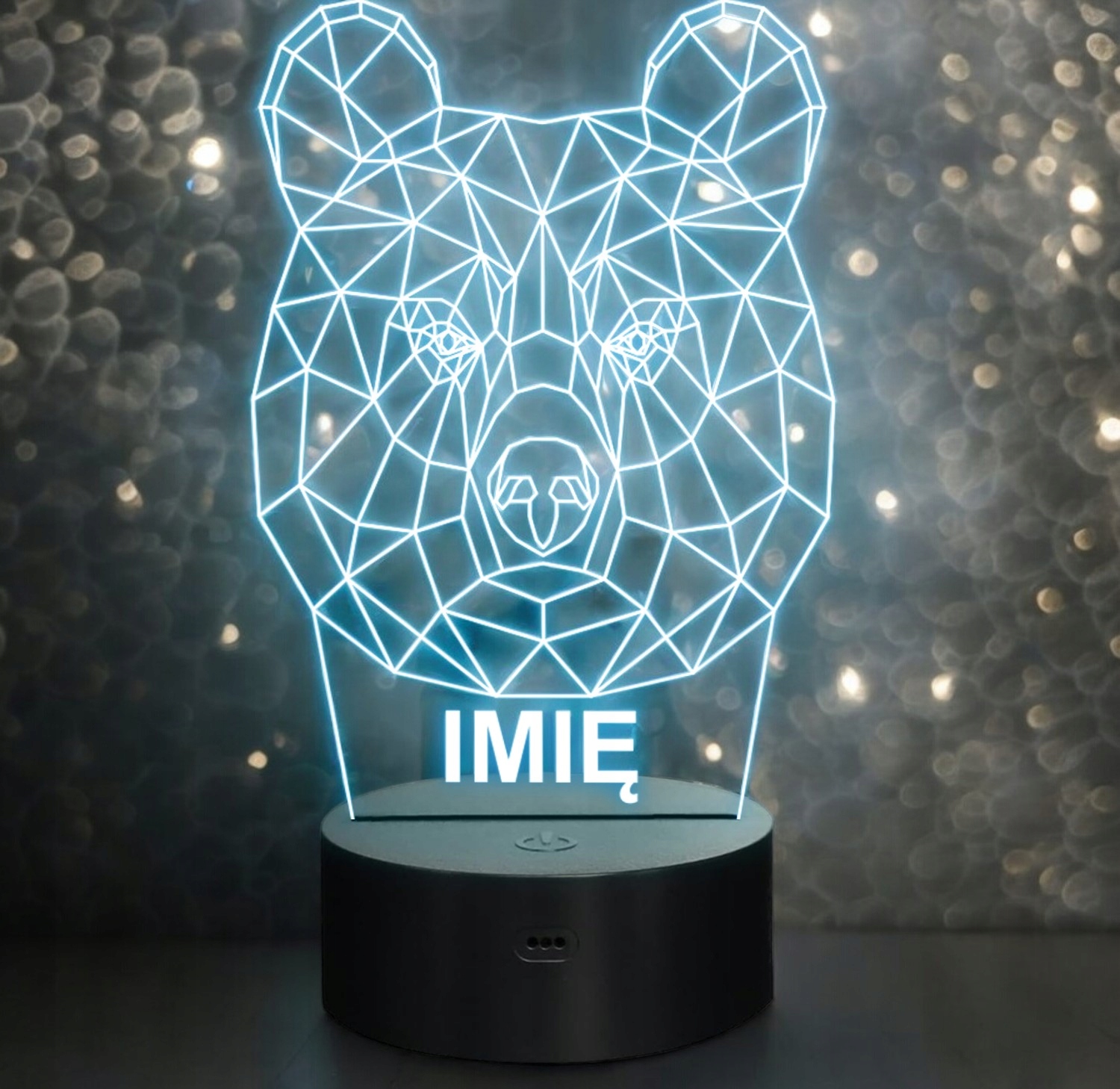 Lampka Nocna LED 3D Z Imieniem Grawer Niedźwiedź Personalizowana na Prezent Lampka Nocna LED 3D Z Imieniem Grawer Niedźwiedź Personalizowana na Prezent