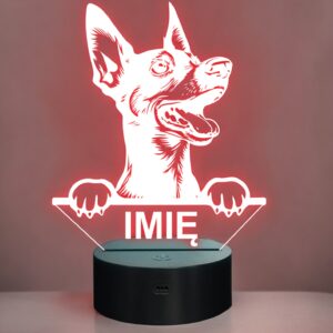 Lampka Nocna LED Pinczer miniaturowy Rasa Psa z Imieniem na Prezent