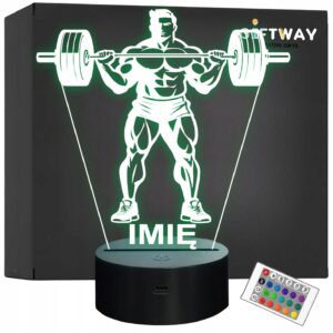 Lampka Nocna LED Z Imieniem Grawer Trójboista Kulturysta Sport Prezent v.2