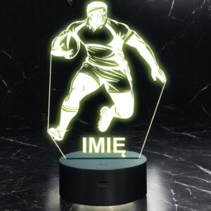 Lampka Nocna LED Z Imieniem Gracz Rugby Sport na Prezent Grawer v.4