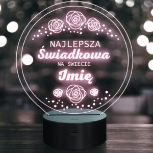 Lampka Nocna LED Imię Pamiątka Podziękowania dla Świadkowej Prezent Grawer